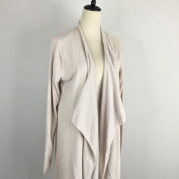 BAREFOOT DREAMS Light Taupe/Dark Cream Bamboo Chic Lite Robe Open Cardigan - Picture 5 of 9